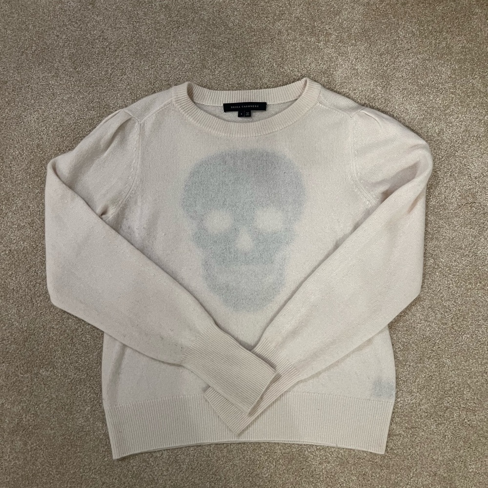 Skull Cashmere Cream Crewneck Sweater